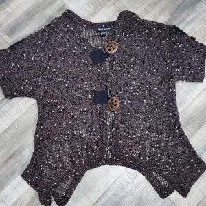 Ronnie Salloway Open Knit Cardigan Small Boho Wooden Toggle Button Cotton